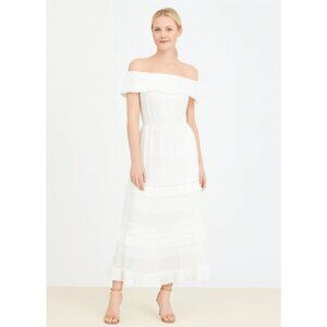 Kisuii Off Shoulder Cotton Maxi Dress Small White NWT